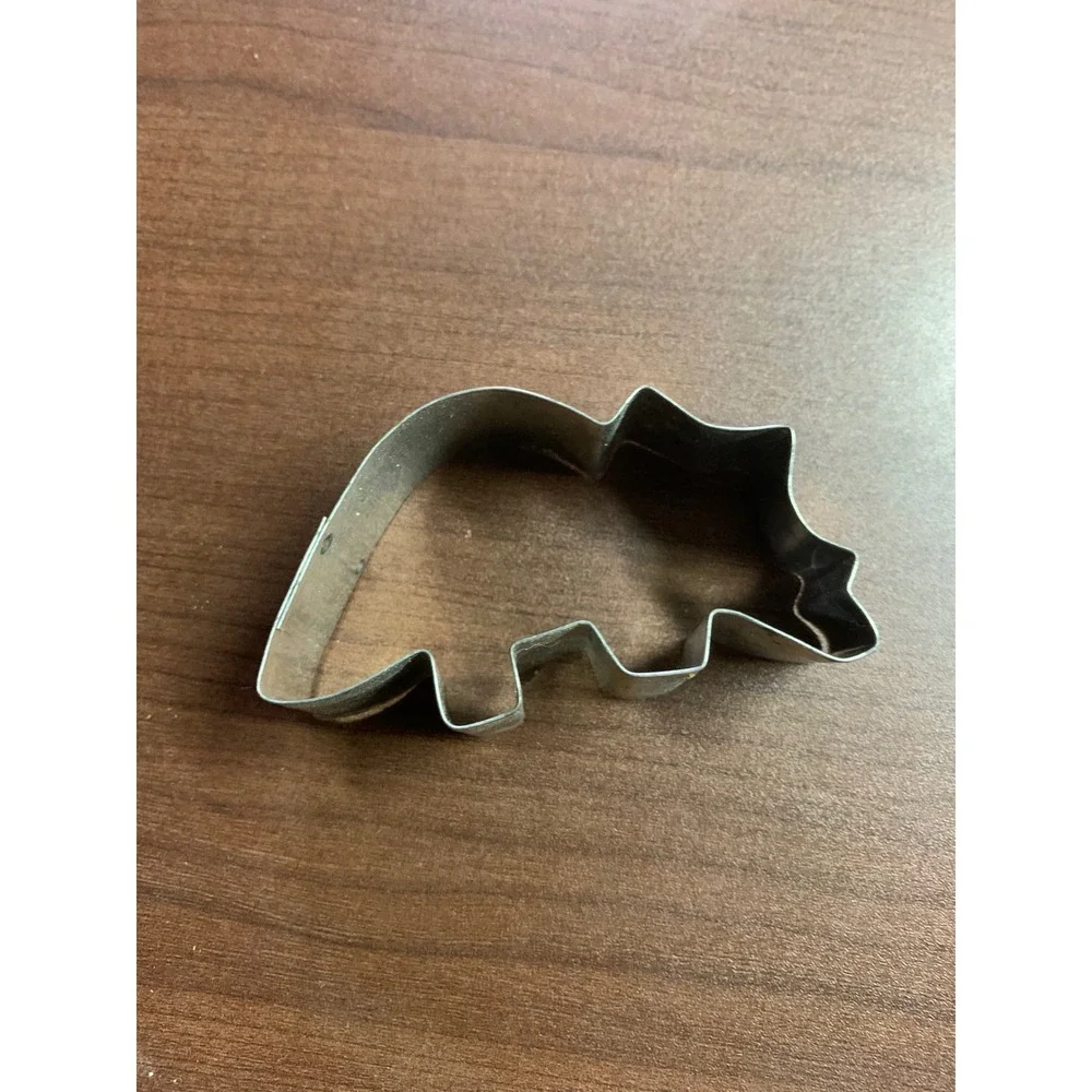 Vintage Dinosaur Metal Cookie Cutter Set Silver 6 Piece Prehistoric Shapes